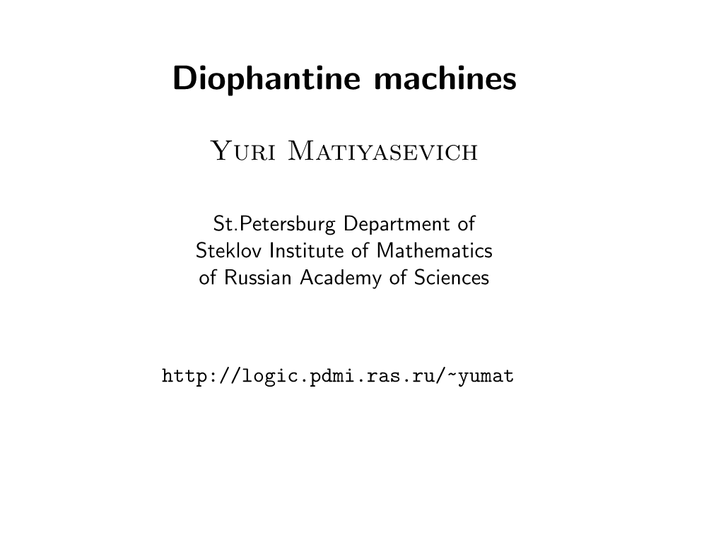 Diophantine Machines