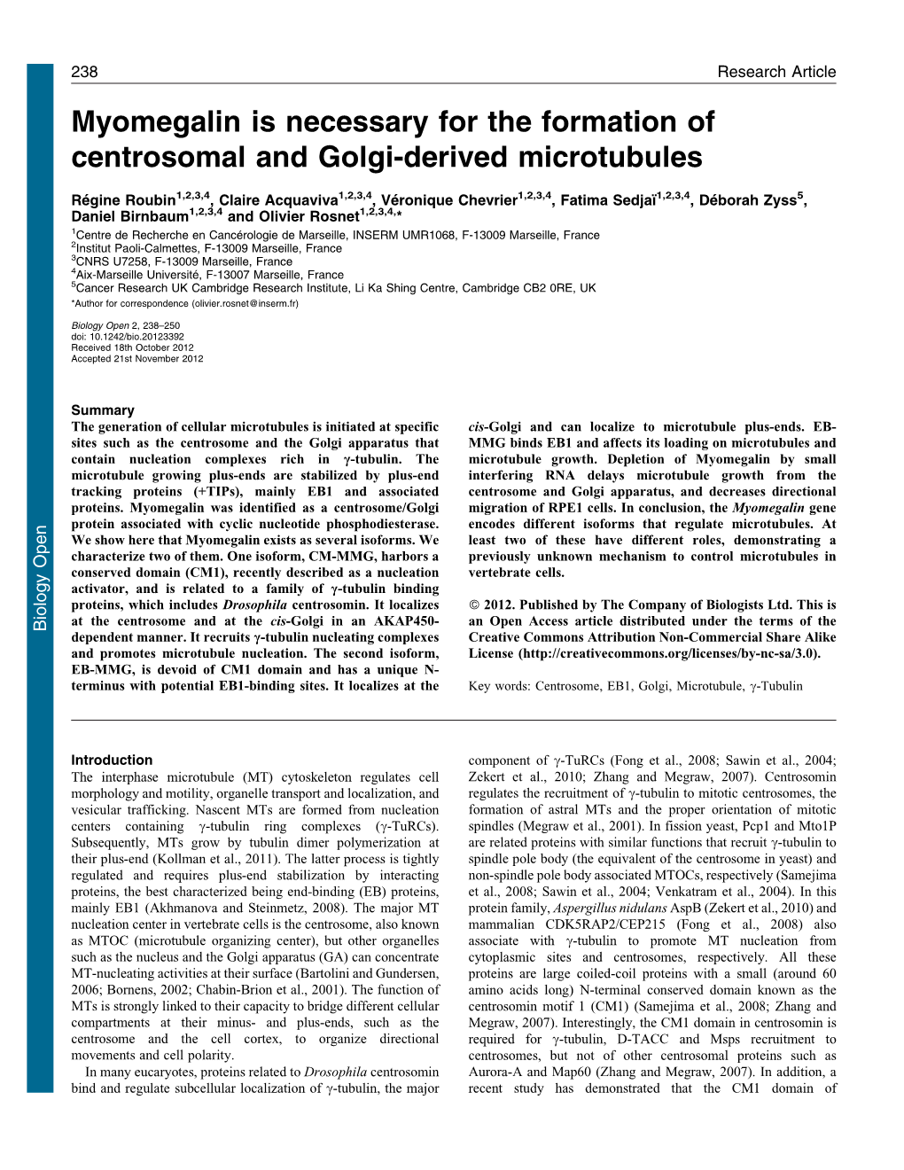 Myomegalin Is Necessary for the Formation of Centrosomal and Golgi-Derived Microtubules