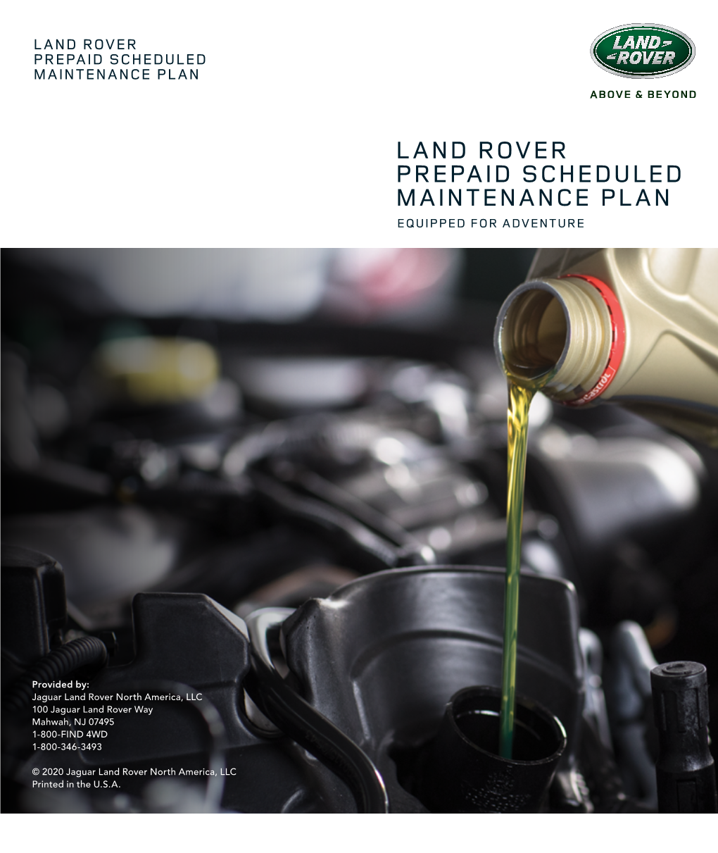 Land Rover Prepaid Scheduled Maintenance Plan