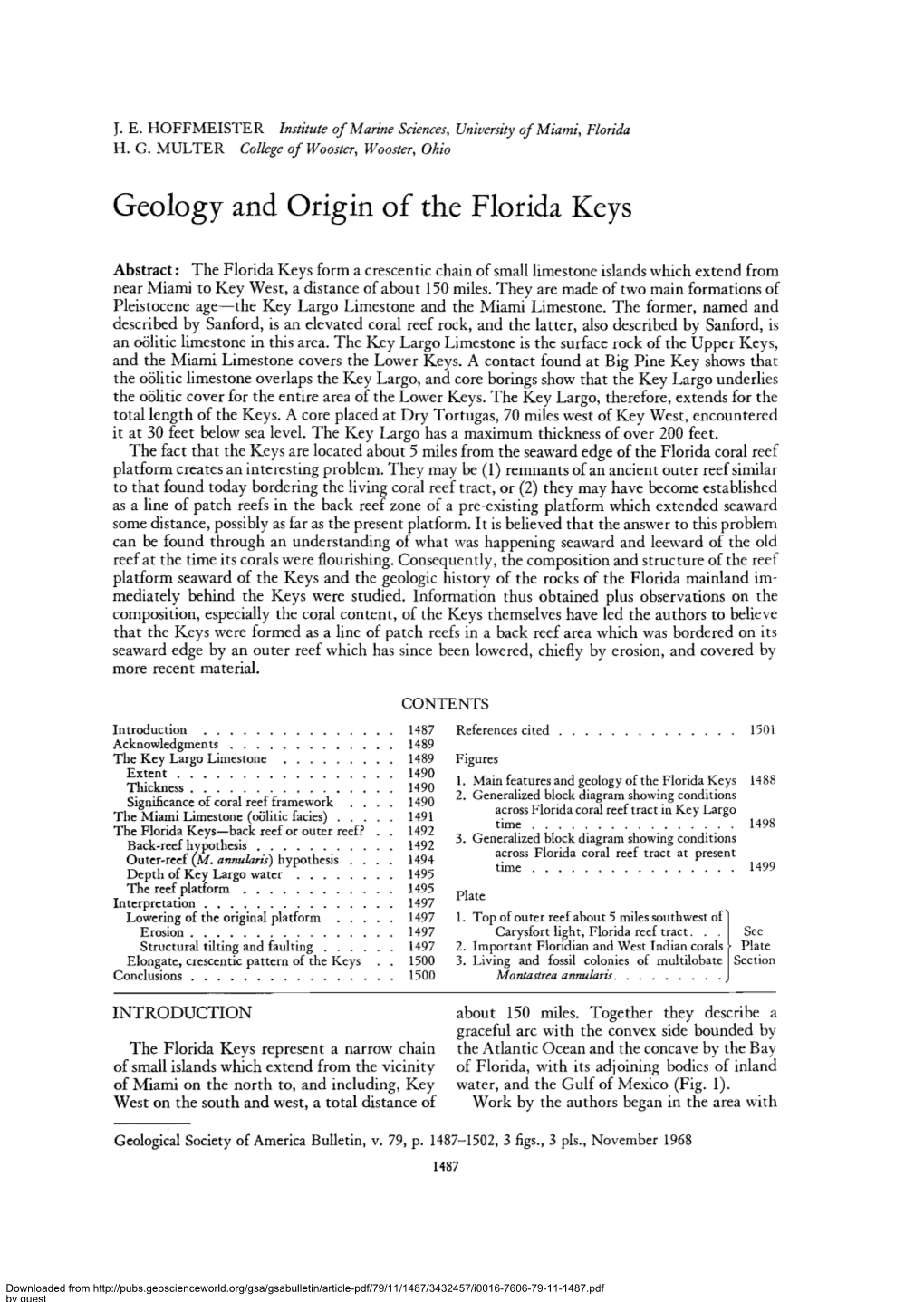 J. E. HOFFMEISTER Institute of Marine Sciences, University of Miami, Florida H