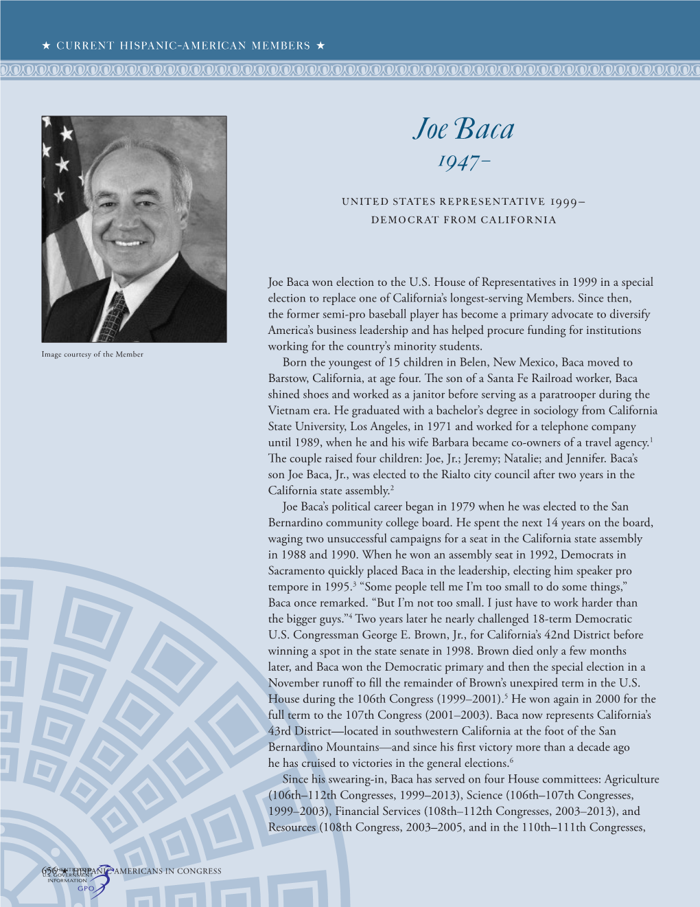 Joe Baca 1947–