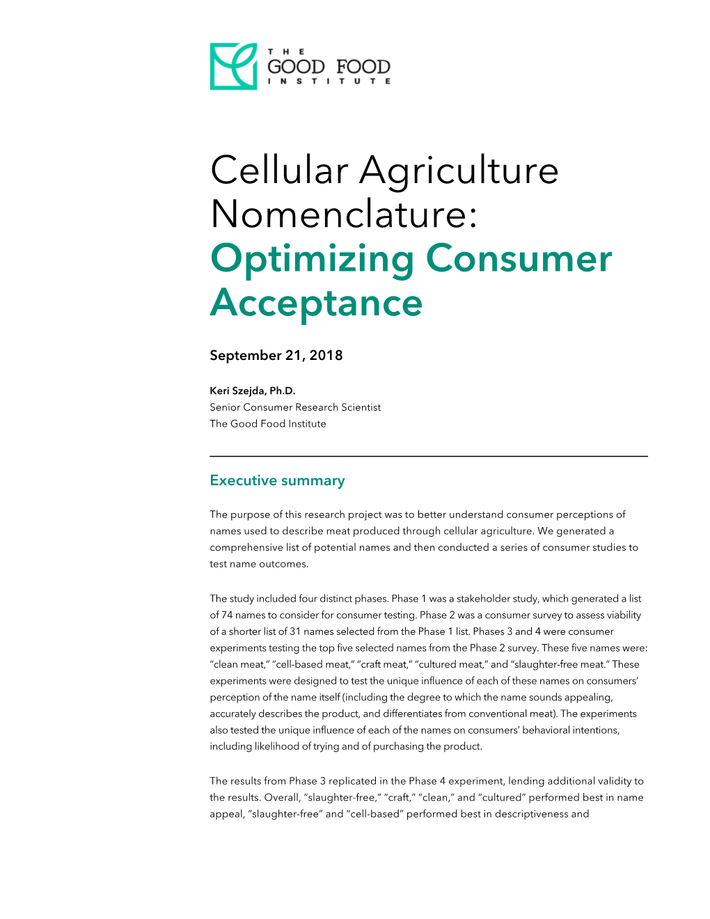 Cellular Agriculture Nomenclature: Optimizing Consumer Acceptance