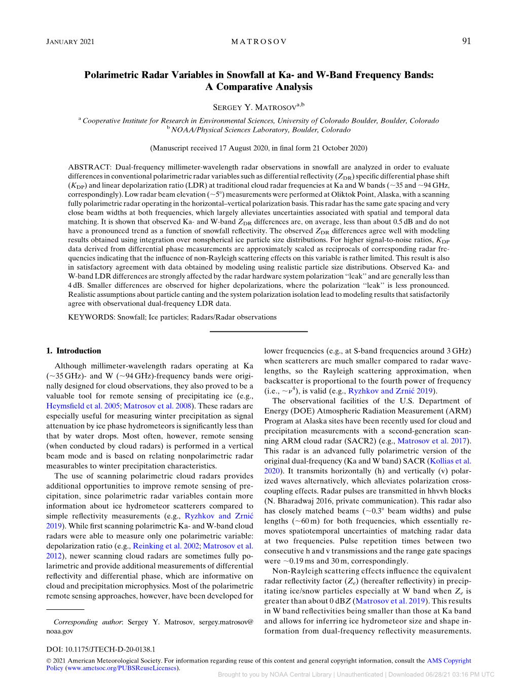 And W-Band Frequency Bands: a Comparative Analysis