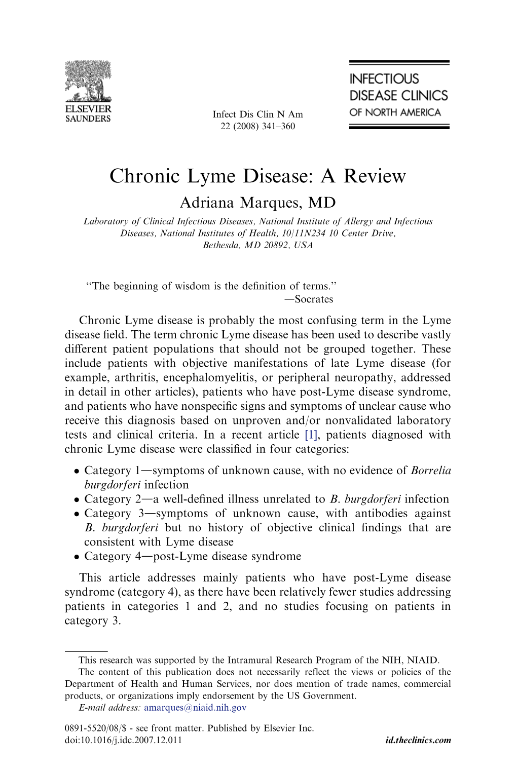 Chronic Lyme Disease: a Review