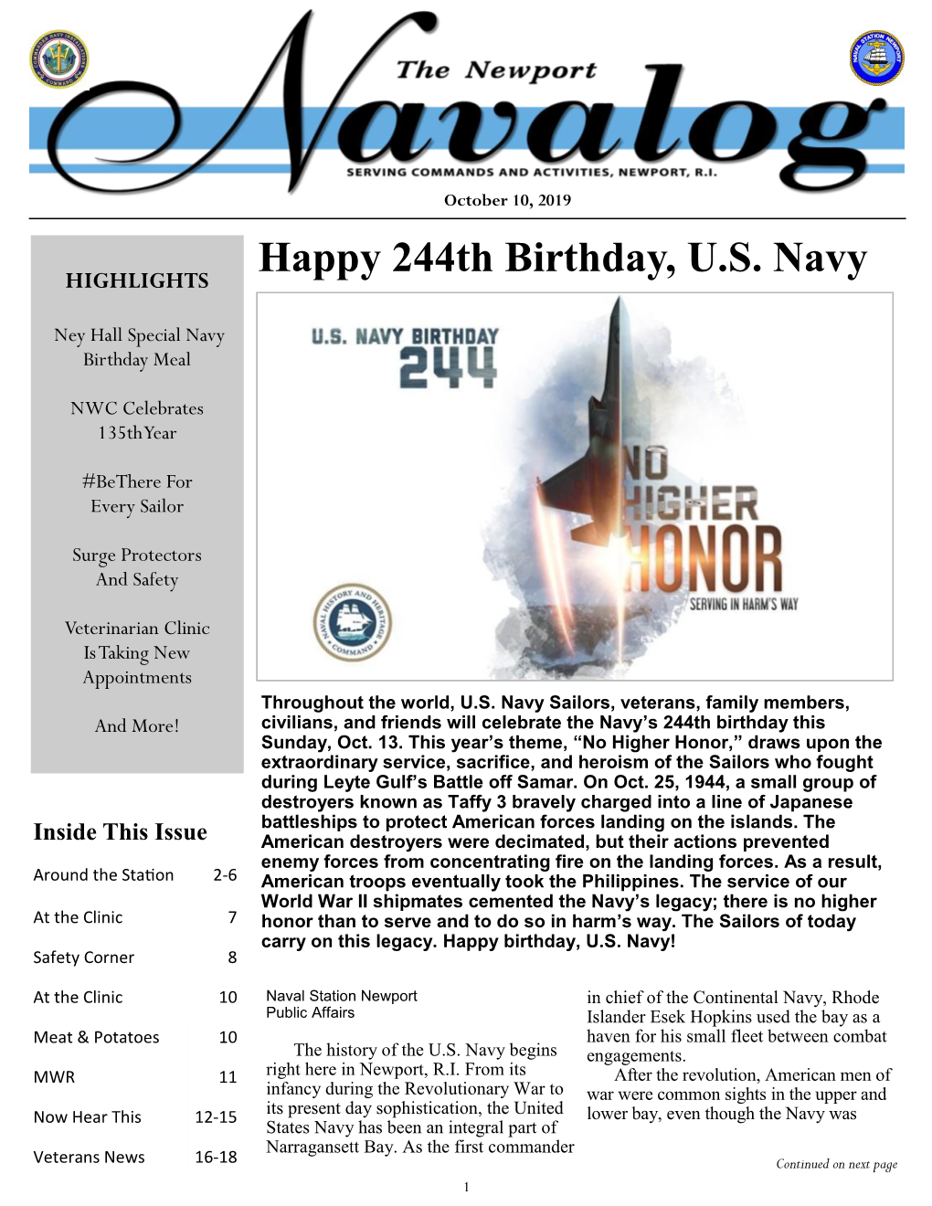 Happy 244Th Birthday, U.S. Navy HIGHLIGHTS