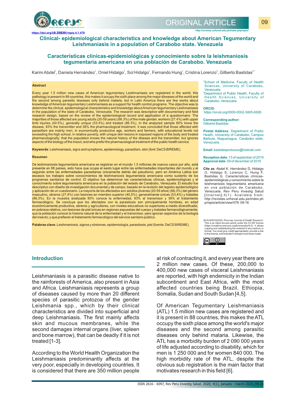 ORIGINAL ARTICLE 09 REVISTA PERUANA DE INVESTIGACIÓN EN SALUD Novel Coronavirus in Wuhan, China