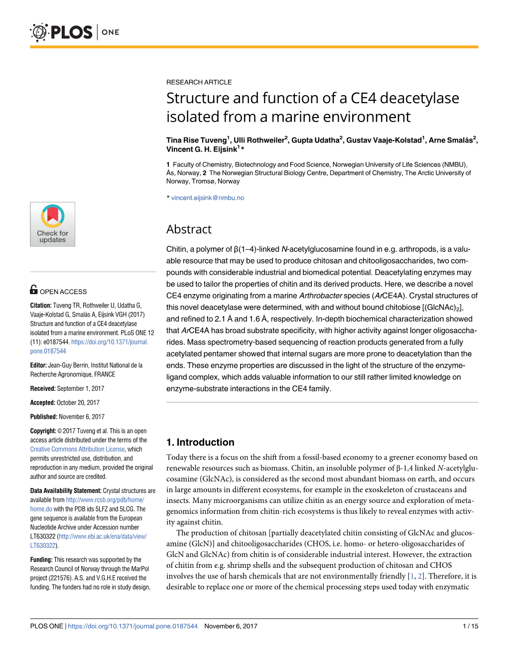 Structure and Function of a CE4 Deacetylase Isolated from a Marine Environment