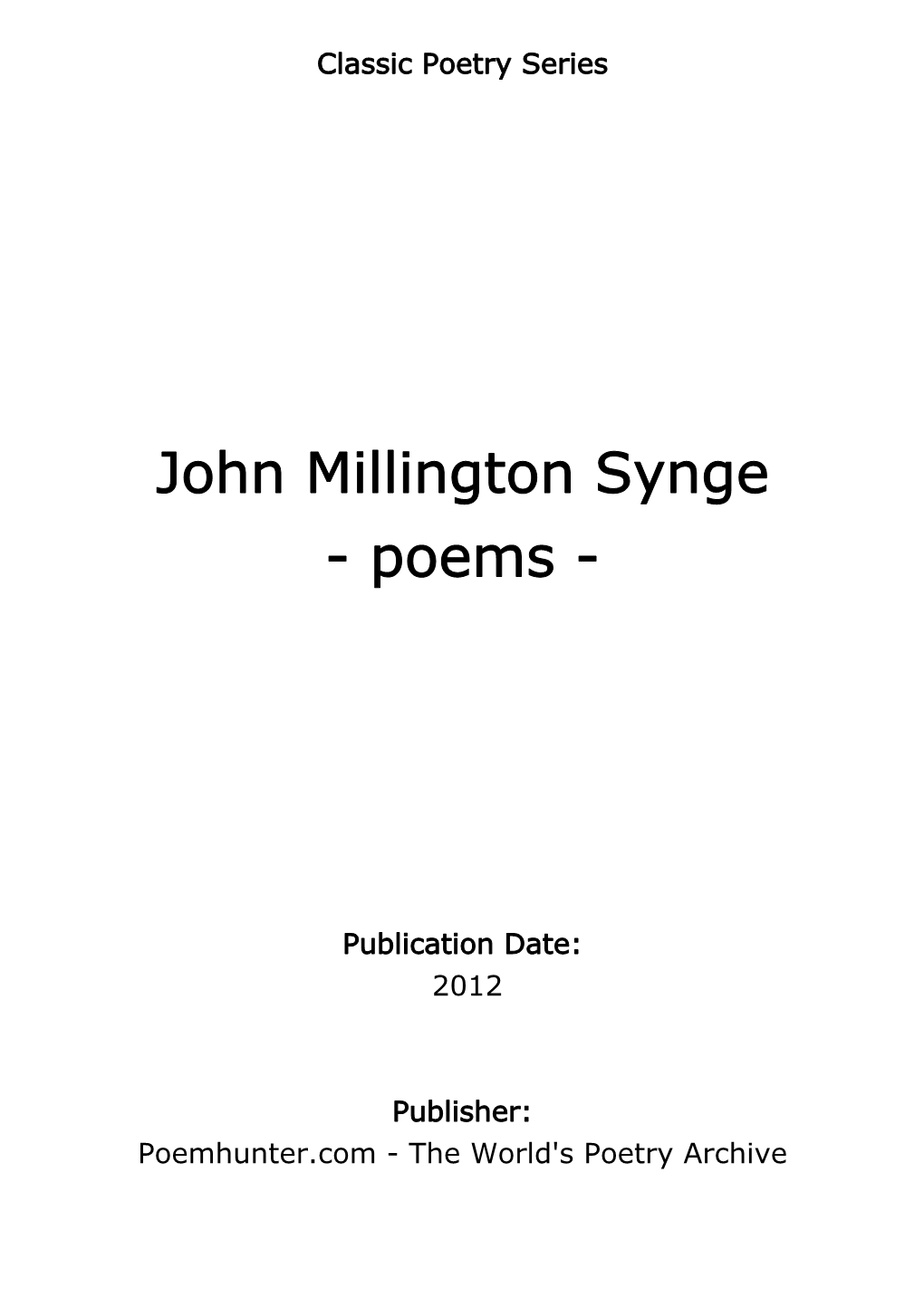 John Millington Synge - Poems