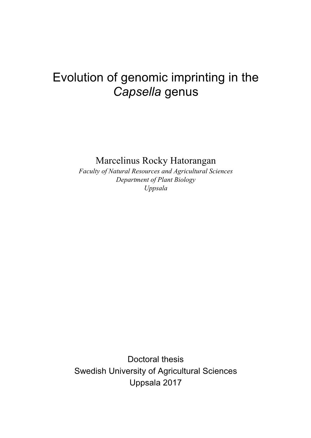 Evolution of Genomic Imprinting in the Capsella Genus