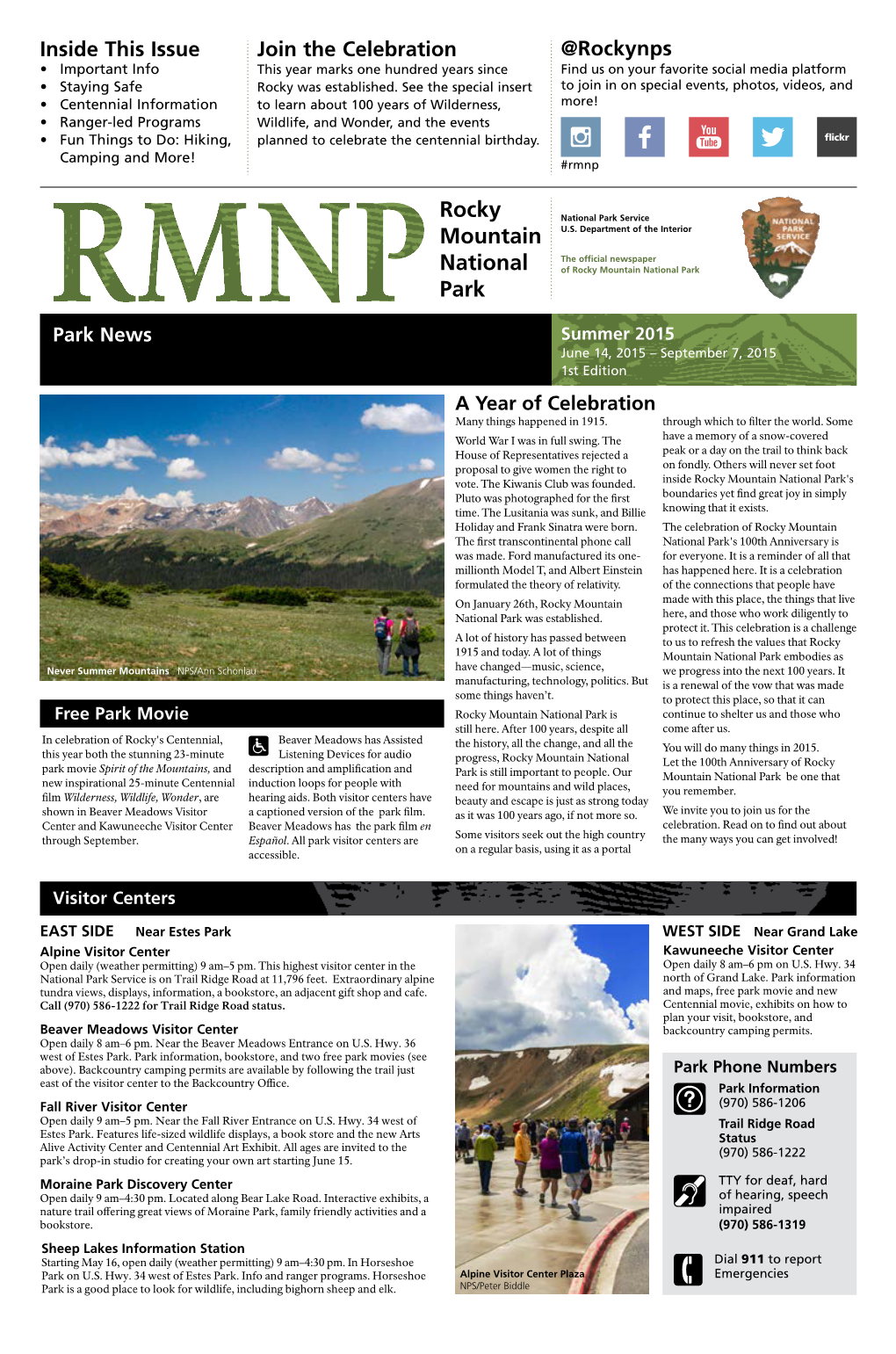 Rocky Mountain National Park Newspaper