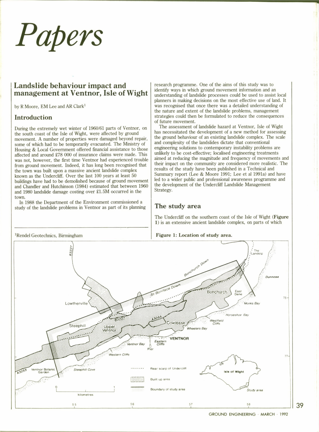 Landslide Behaviour Impact and Management at Ventnor, Isle of Wight