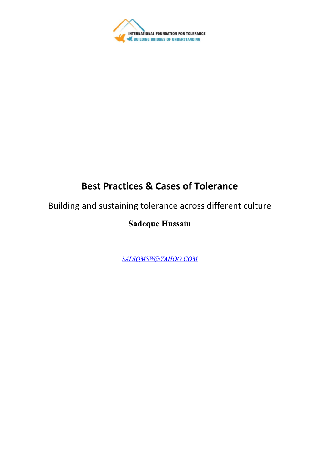 BEST PRACTICES & CASES of TOLERANCE Building And
