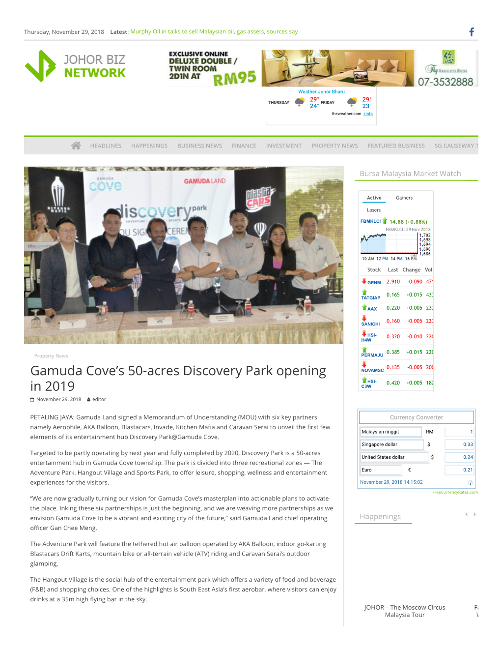 Gamuda Cove's 50-Acres Discovery Park Opening in 2019