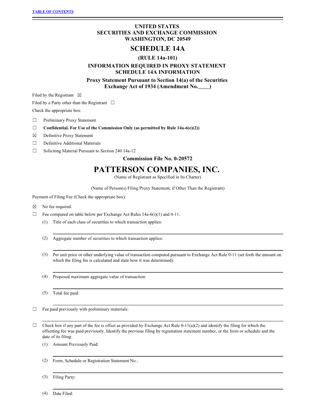 PATTERSON COMPANIES, INC. (Name of Registrant As Specified in Its Charter)