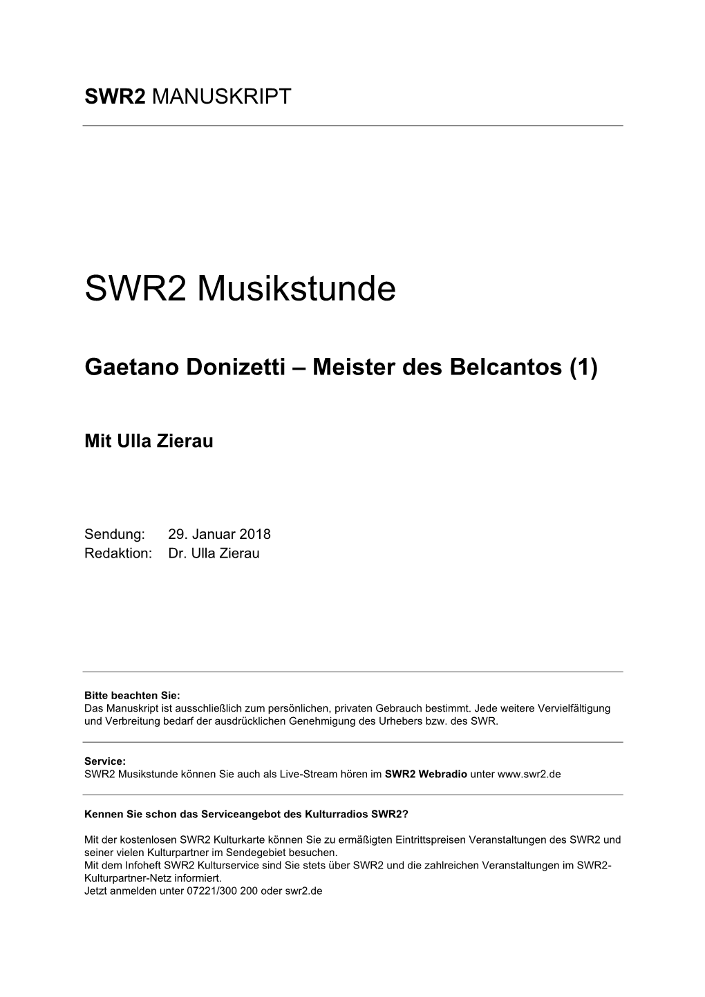 SWR2 Musikstunde