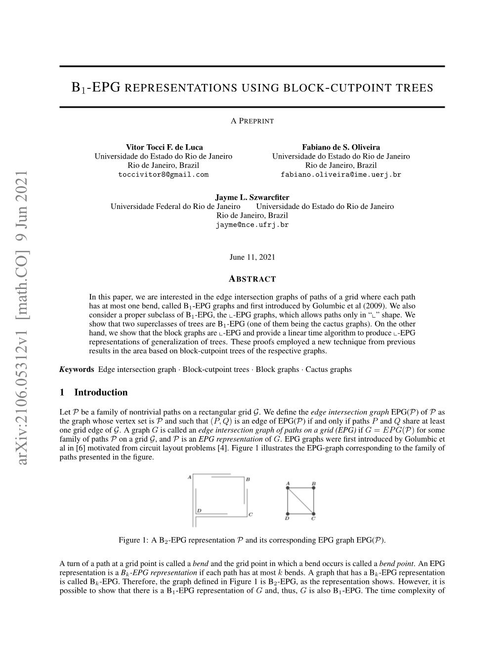 B1-EPG Representations Using Block-Cutpoint Trees