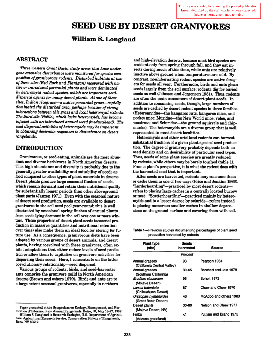 Proceedings-Ecology and Management of Annual Rangelands; 1992 May 18-21; Boise, ID