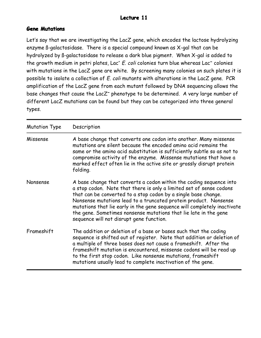 Genetics Lectures 1, 5-10'