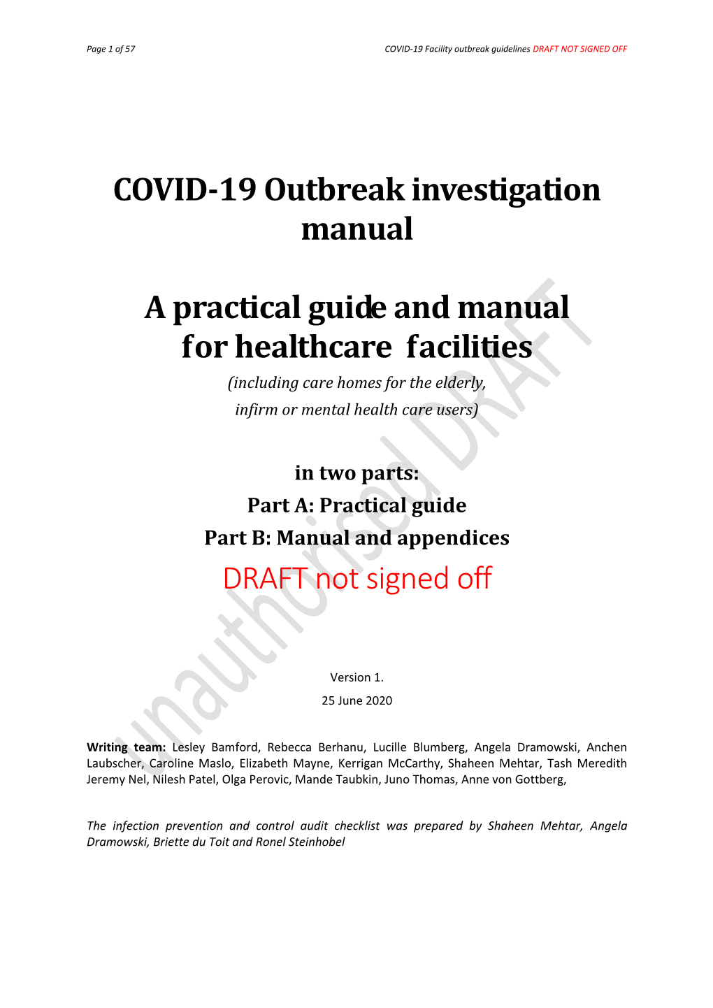 COVID-19 Outbreak Investigation Manual