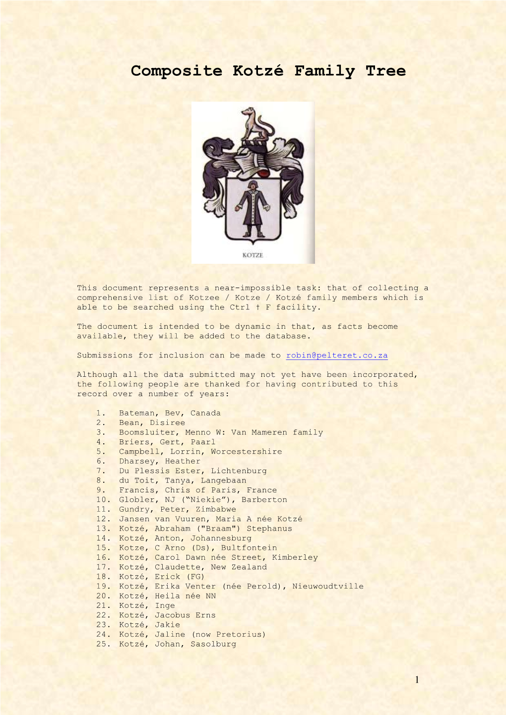 Kotze Family Tree: Composite