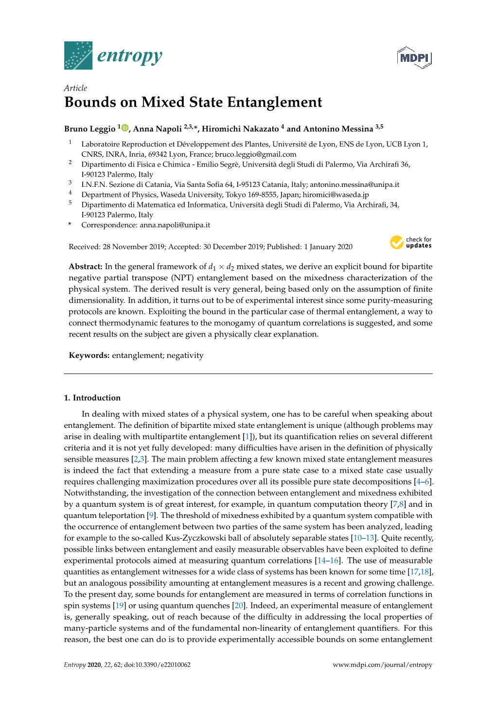 Bounds on Mixed State Entanglement