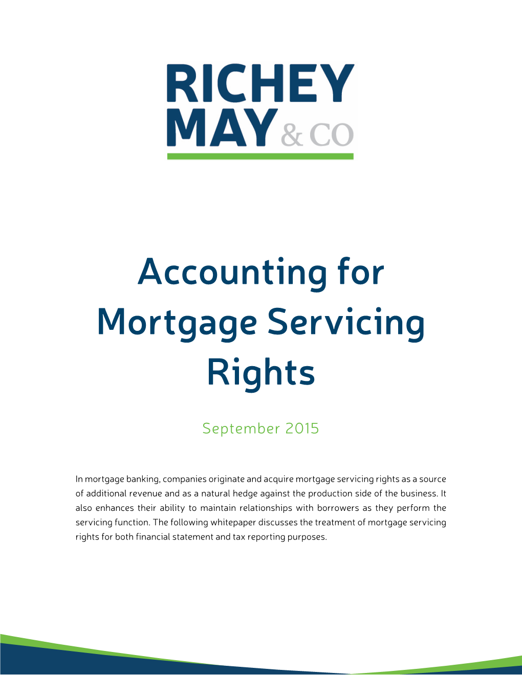 Accounting for Mortgage Servicing Rights