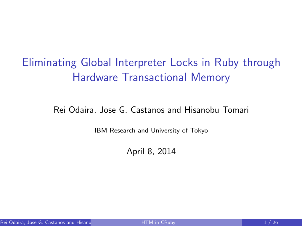 Eliminating Global Interpreter Locks in Ruby Through Hardware Transactional Memory