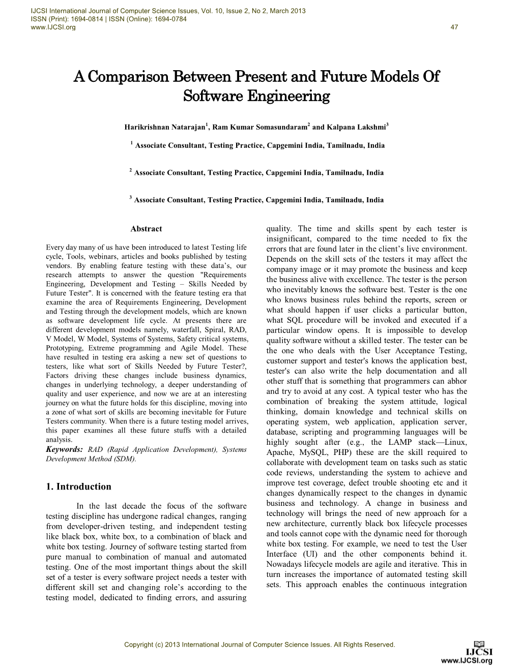 A Comparison Between Present and Future Models of Software Engineering