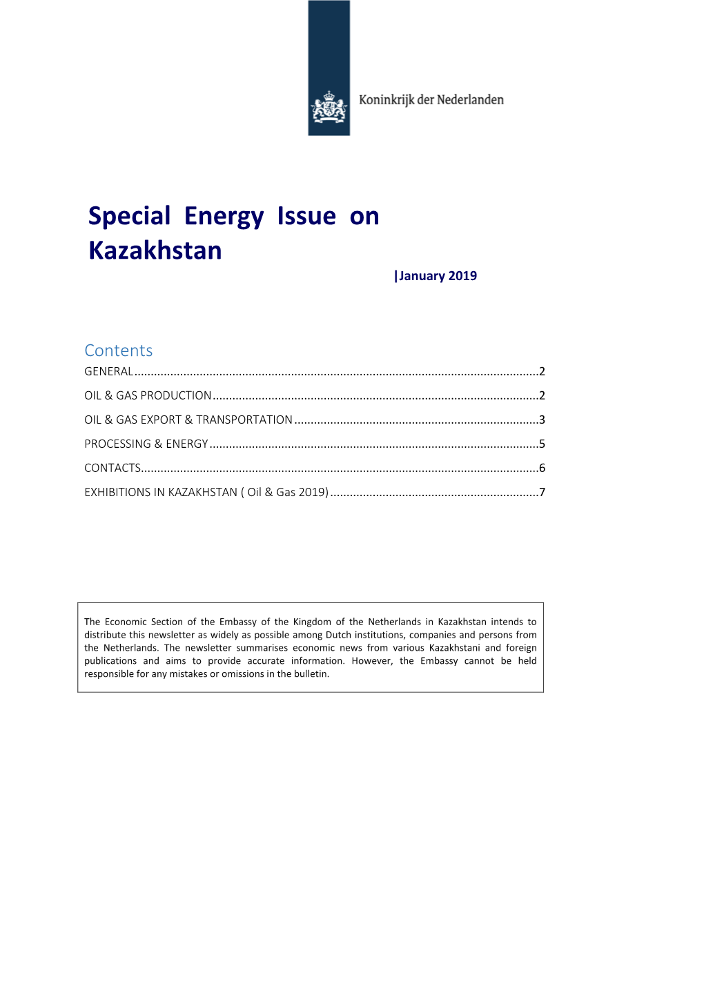 Special Energy Issue on Kazakhstan |January 2019