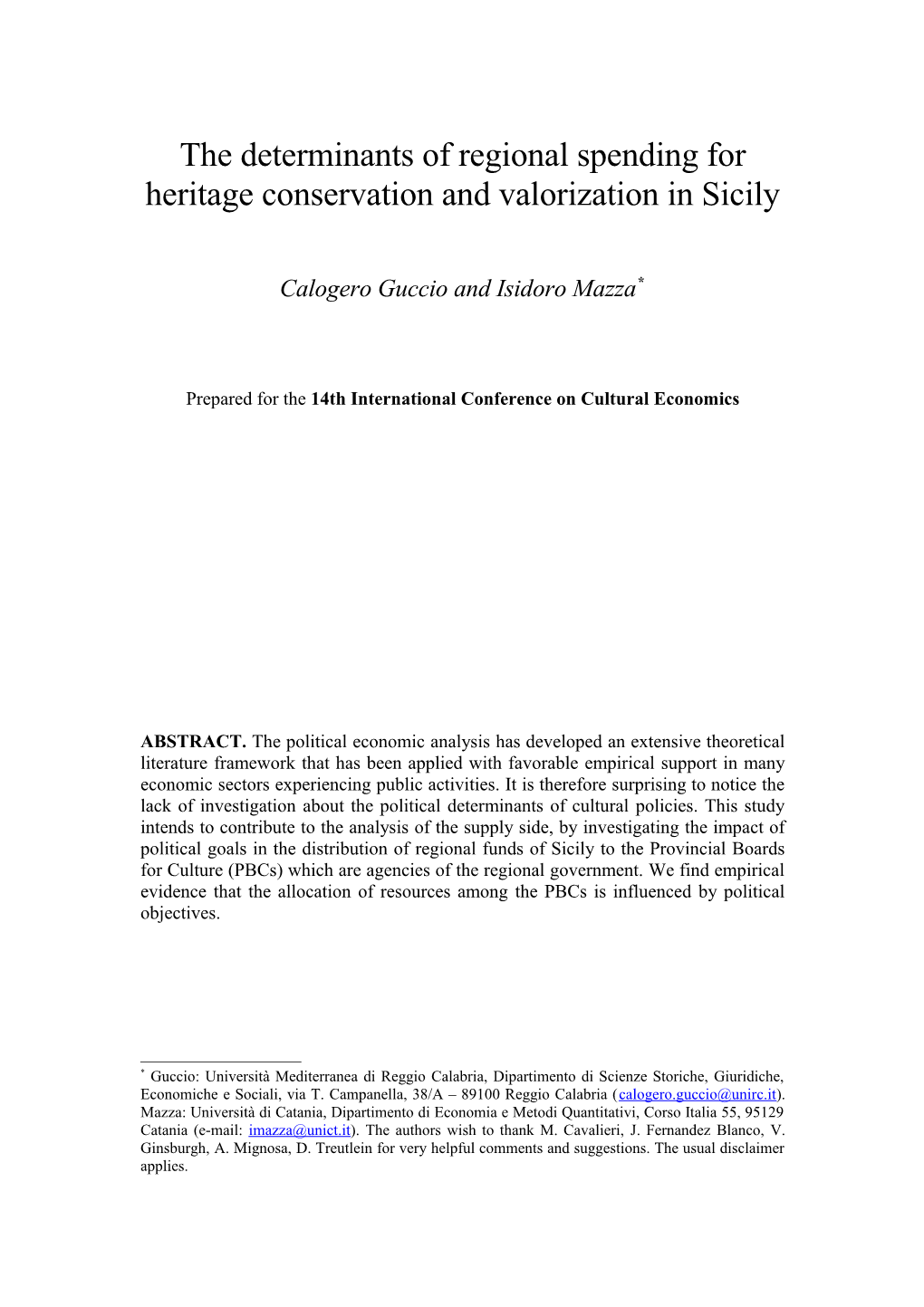 The Determinants of Regional Spending for Heritage Conservation and Valorization in Sicily