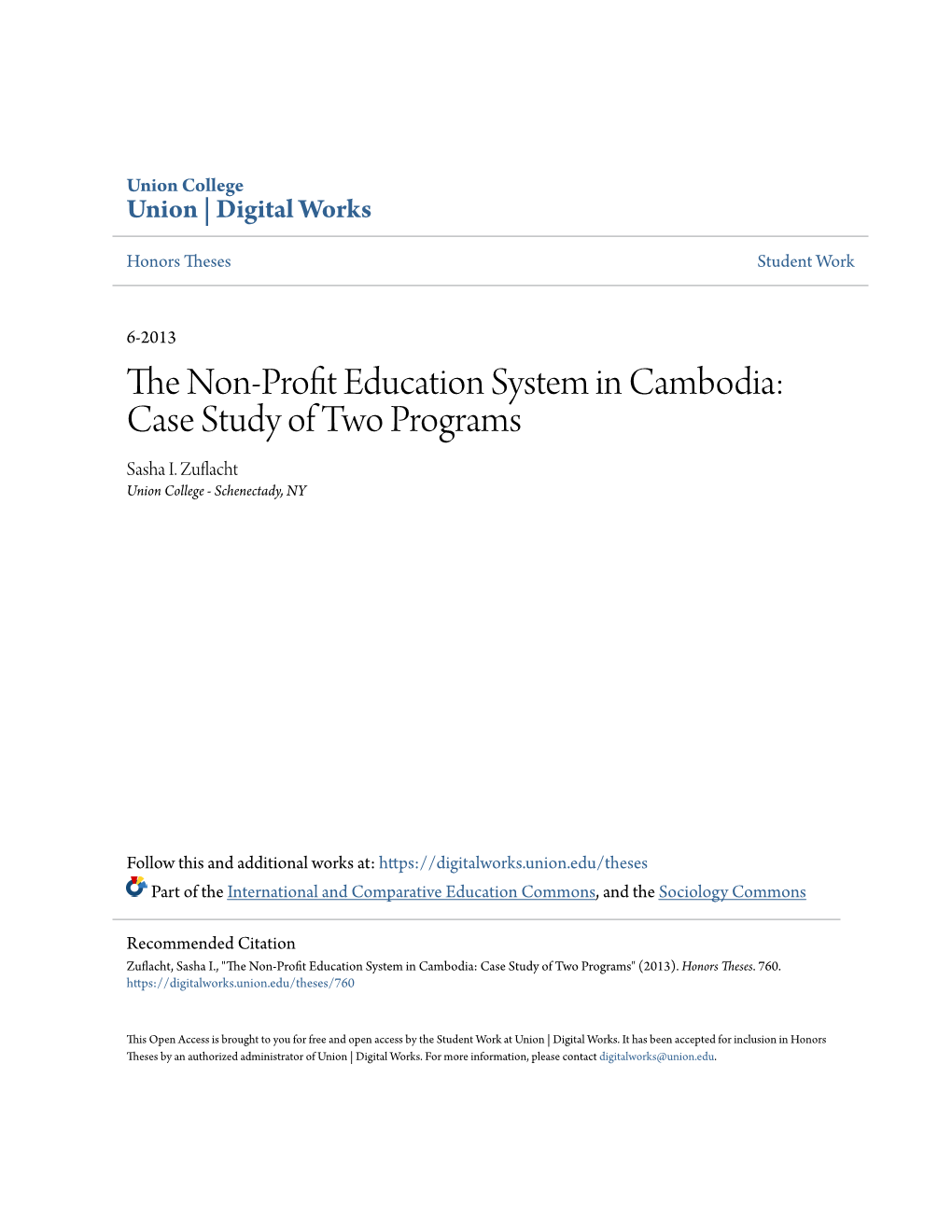 The Non-Profit Education System in Cambodia: Case Study of Two Programs