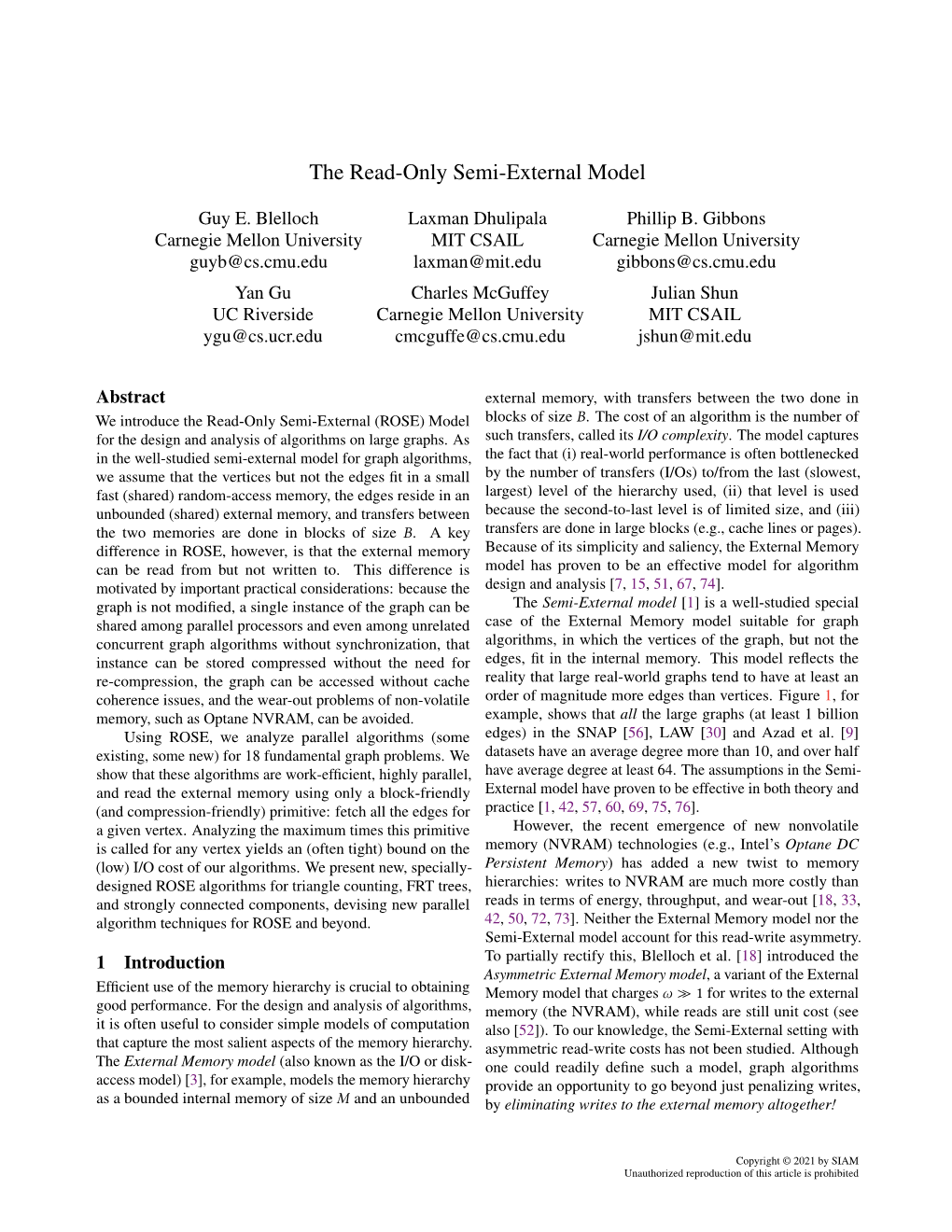 The Read-Only Semi-External Model