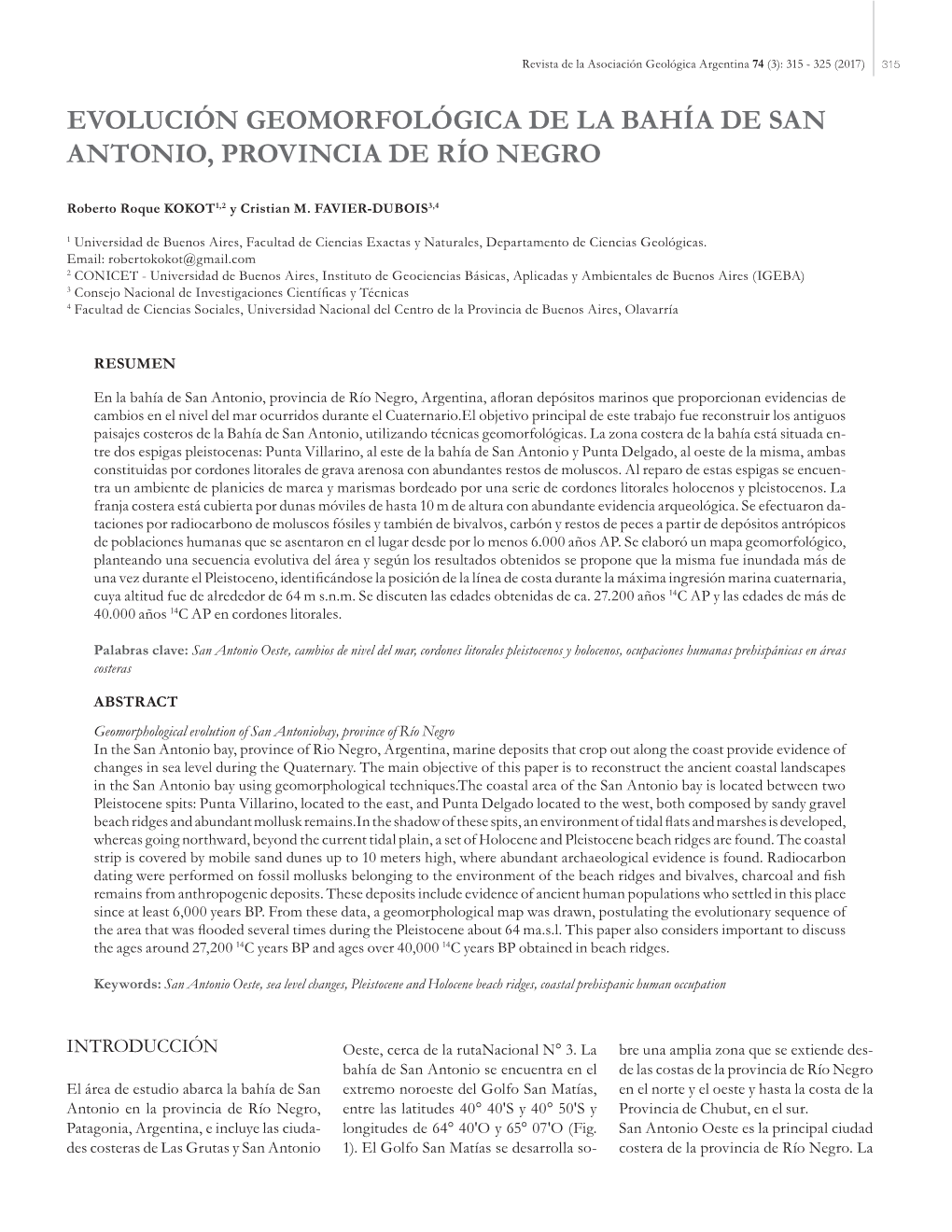 Evolución Geomorfológica De La Bahía De San Antonio, Provincia De Río Negro