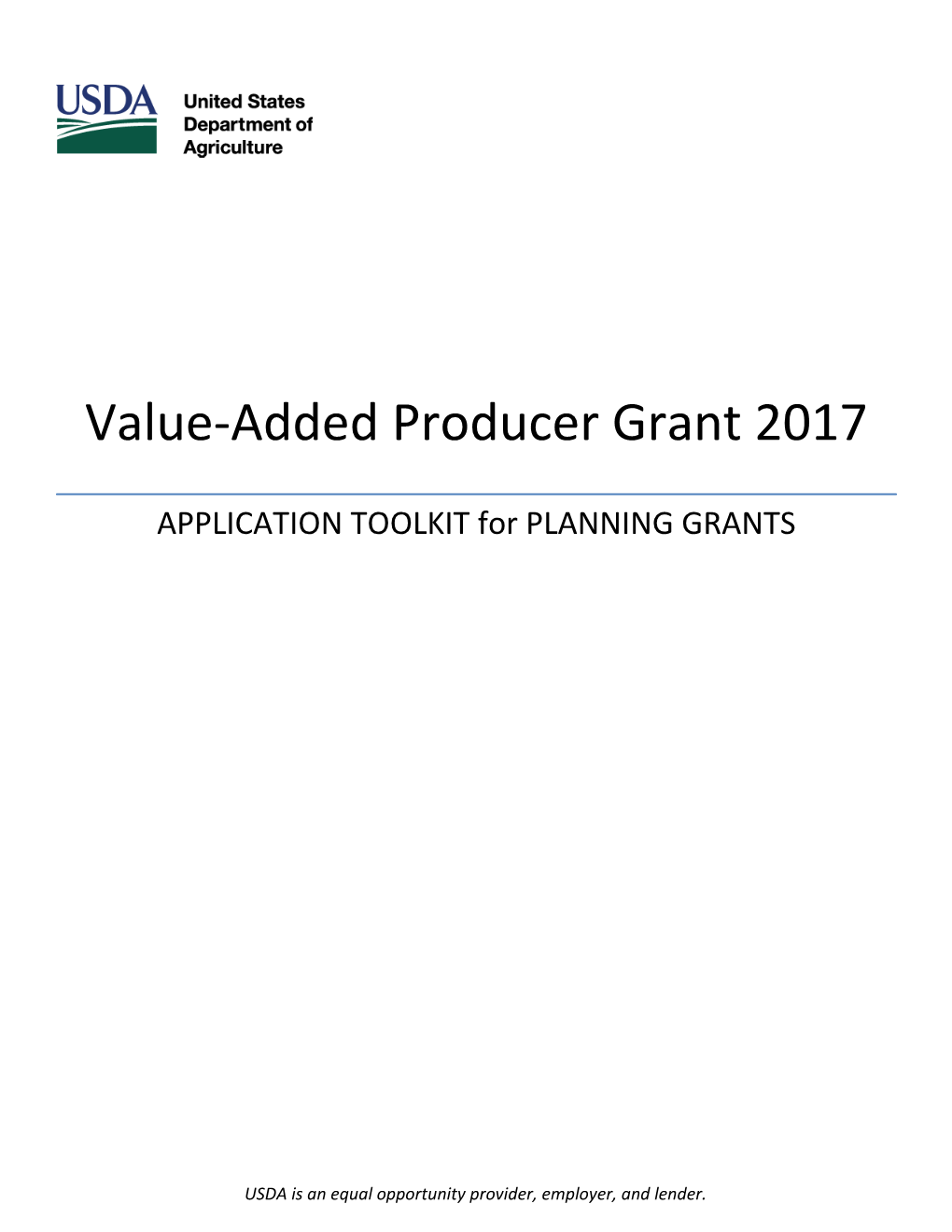 USDA Value-Added Producer Grant