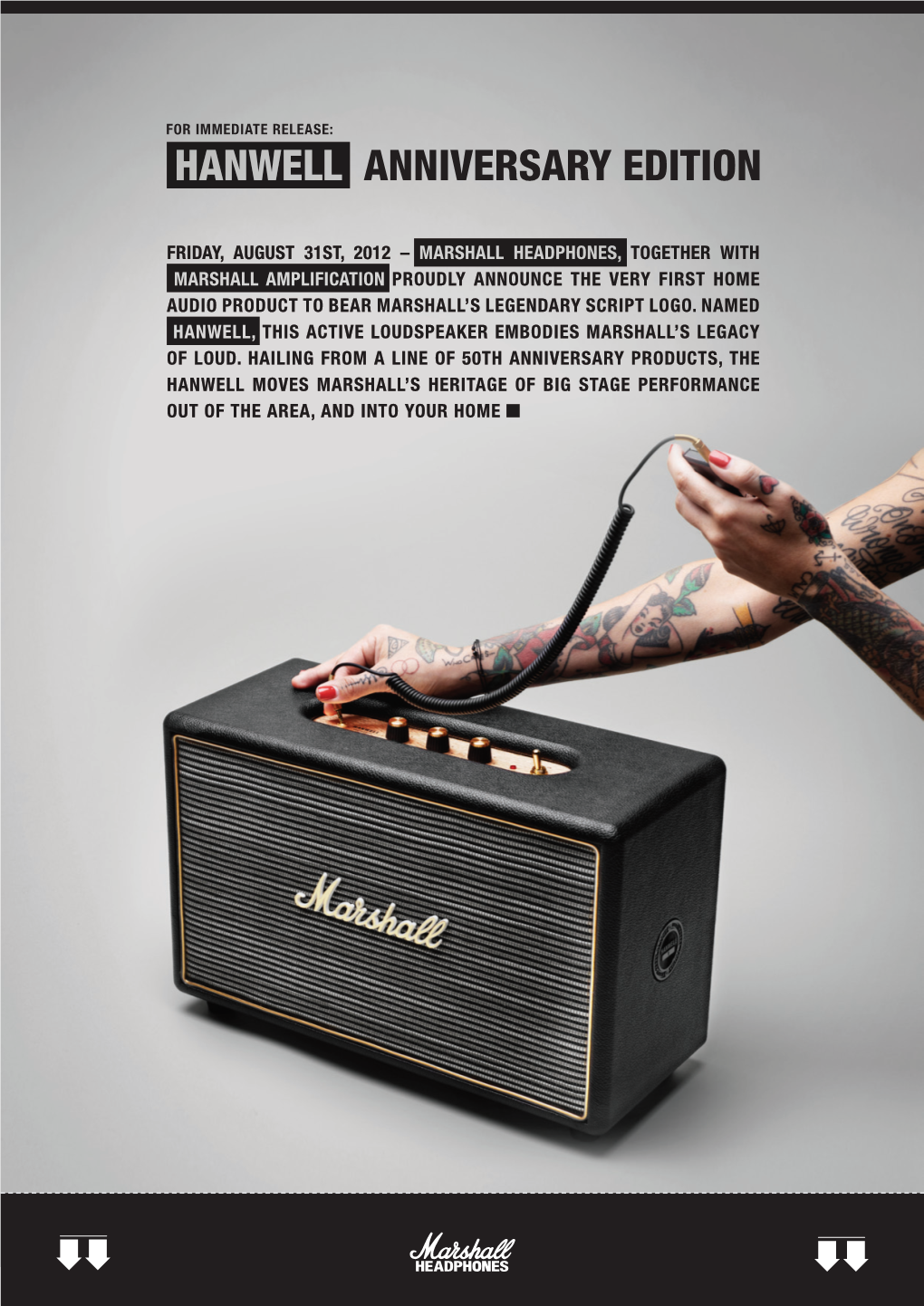 Marshall Headphones, Together with Marshall Amplification Proudly Announce the Very First Home Audio Product to Bear Marshall’S Legendary Script Logo