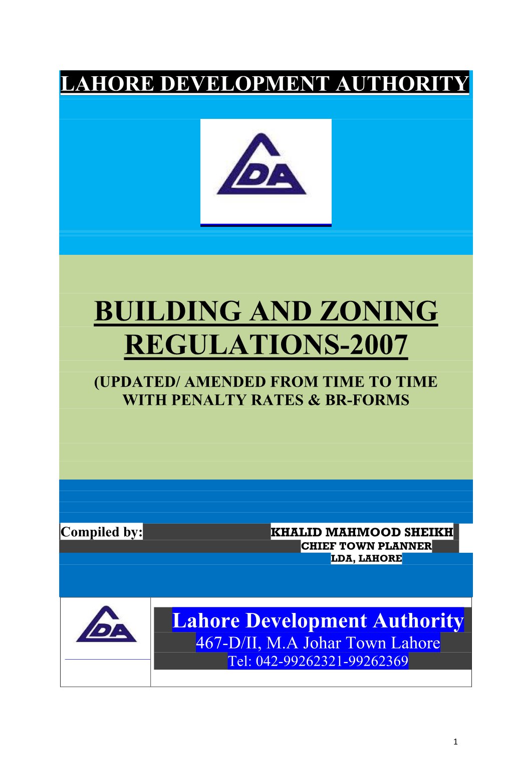 Lahore Development Authority Building and Zoning Regulations-2007