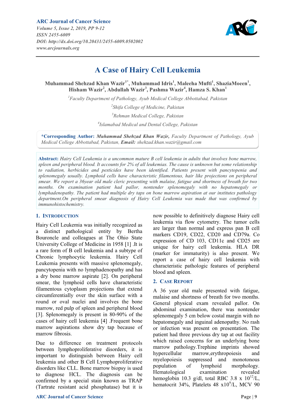 A Case of Hairy Cell Leukemia