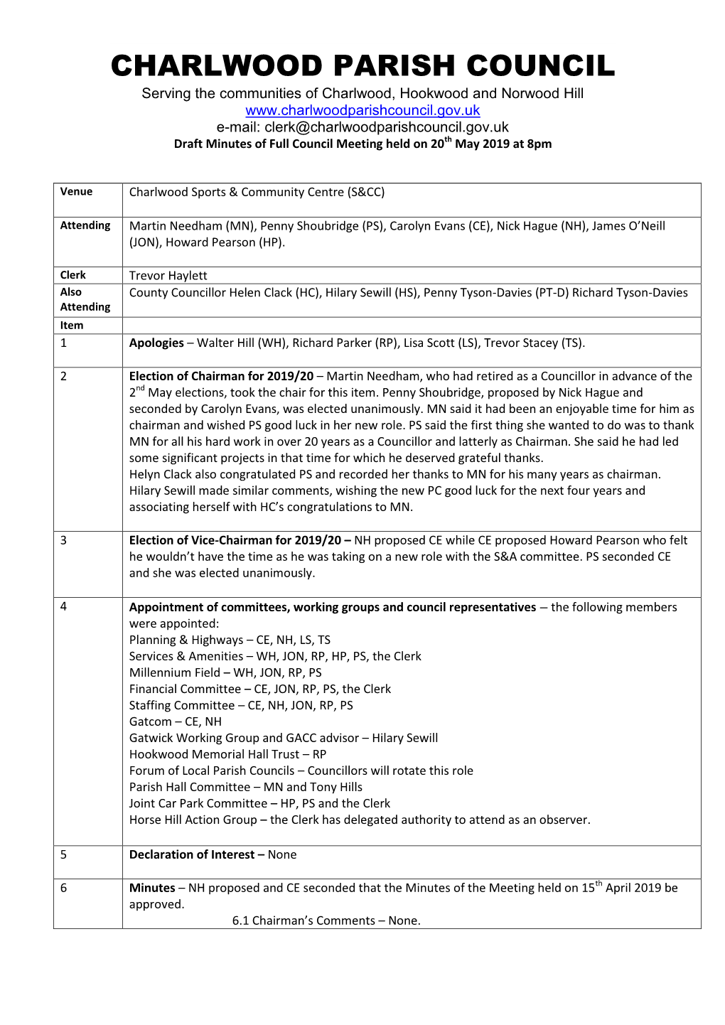 Charlwood Parish Council