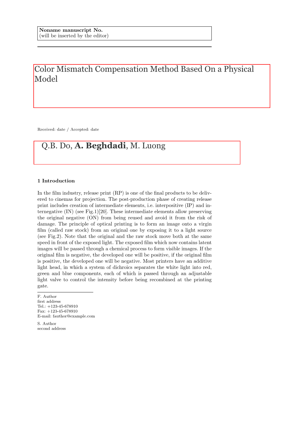 Color Mismatch Compensation Method Based on a Physical Model