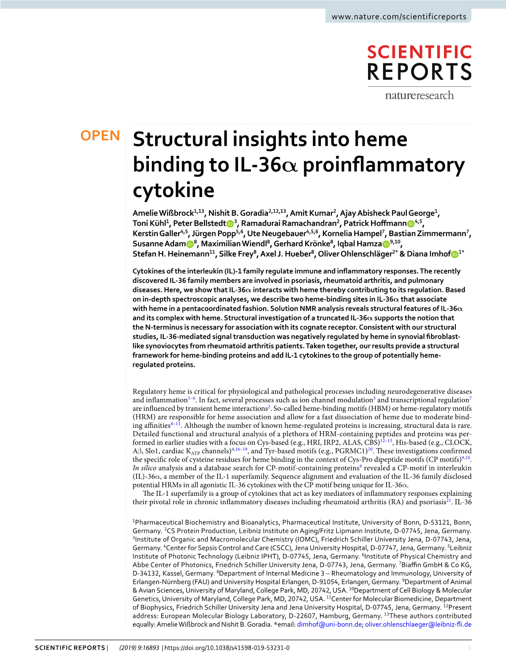Structural Insights Into Heme Binding to IL-36Α Proinflammatory Cytokine