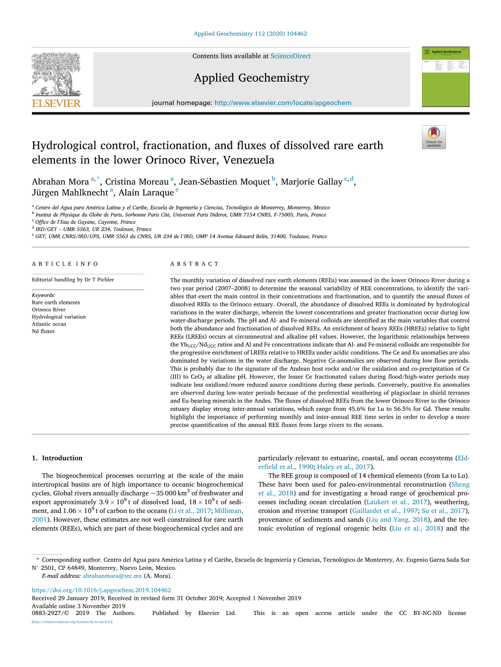 Hydrological Control, Fractionation, and Fluxes of Dissolved Rare Earth Elements in the Lower Orinoco River, Venezuela