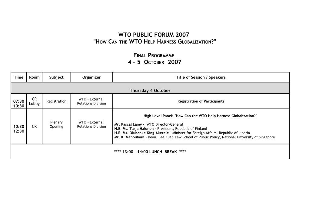 How Can the WTO Help Harness Globalization?