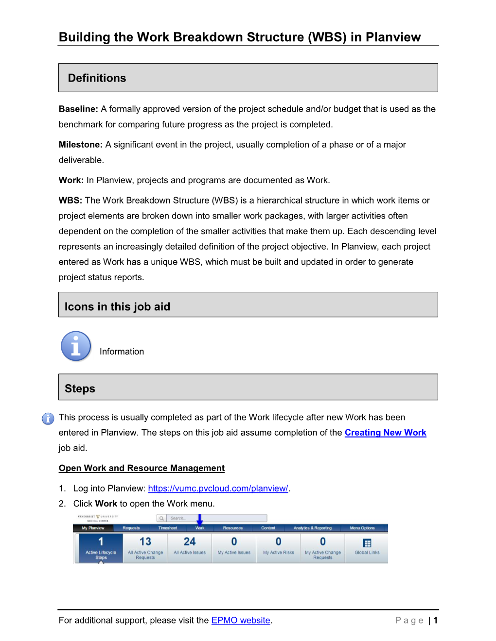 Building the Work Breakdown Structure (WBS) in Planview