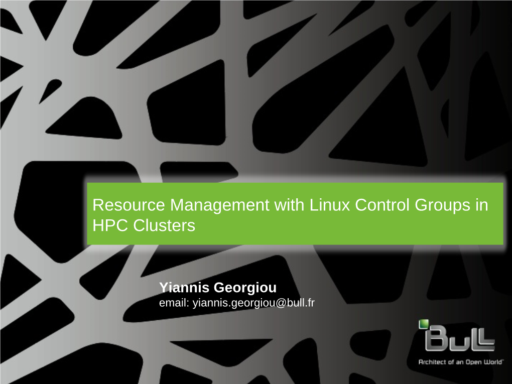 Resource Management with Linux Control Groups in HPC Clusters