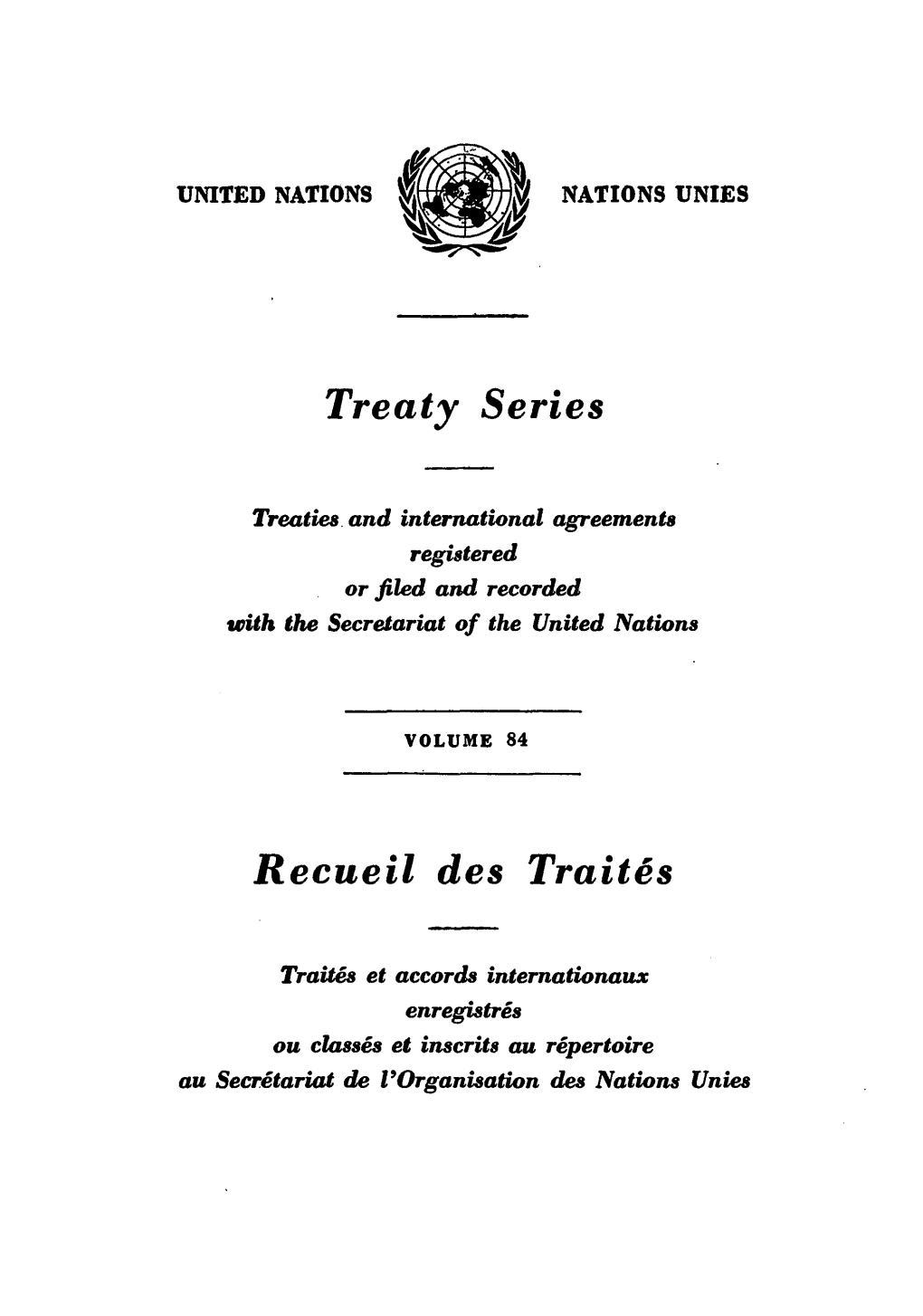 Treaty Series Recueil Des Traites
