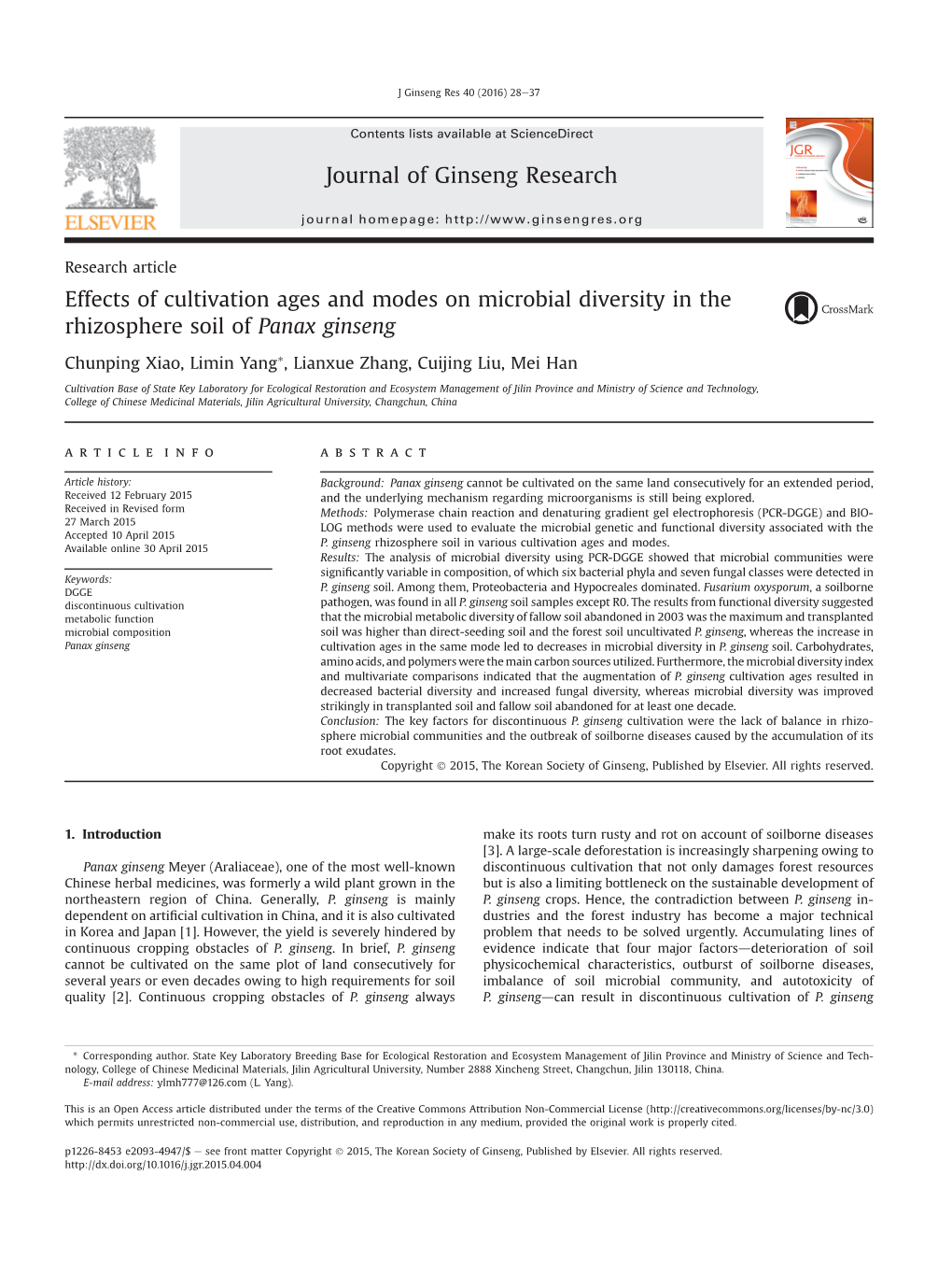 Effects of Cultivation Ages and Modes on Microbial Diversity in the Rhizosphere Soil of Panax Ginseng