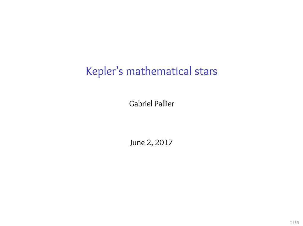 Kepler's Mathematical Stars