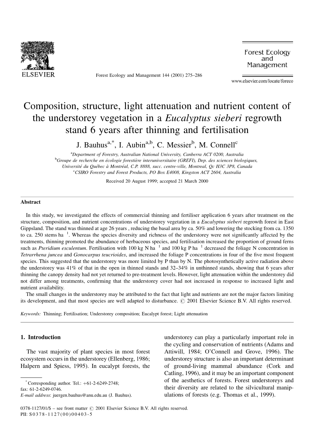 Composition, Structure, Light Attenuation and Nutrient Content Of