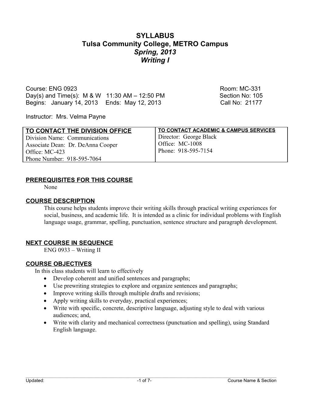 Online Syllabus Model s1