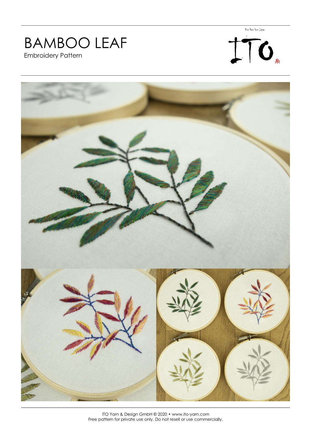 BAMBOO LEAF Embroidery Pattern